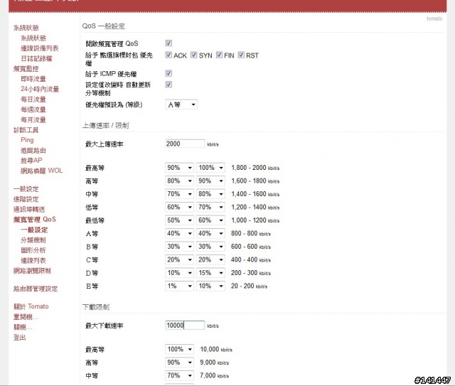 請教Tomato韌體的Qos設定問題