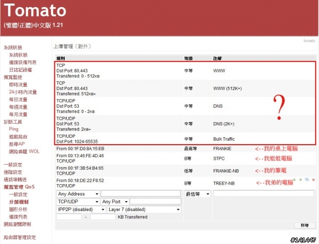 請教Tomato韌體的Qos設定問題