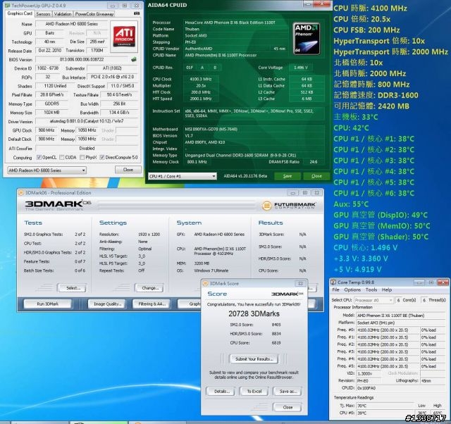 [挑戰950/1100MHz]用六頭龍1100T逼出6870的極限效能