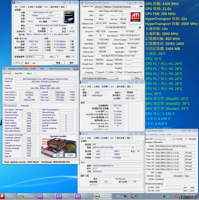 [冬天超頻分享] AMD六核飛龍1100T黑盒版飛上4.2G
