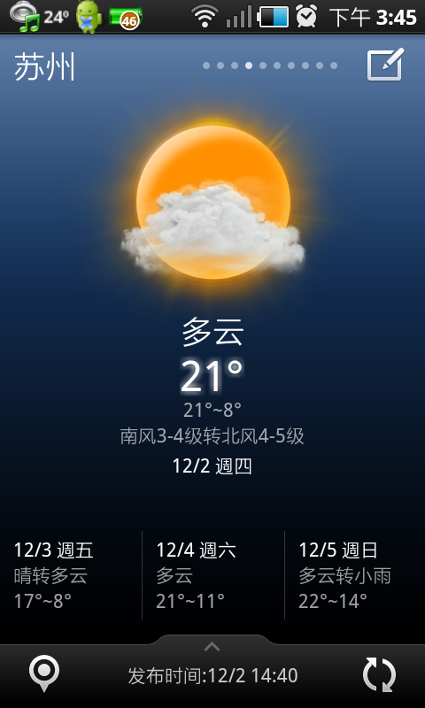 (分享) 還不錯用的ANDROID Weather App (含桌面Widget) (新增白天天氣圖示)