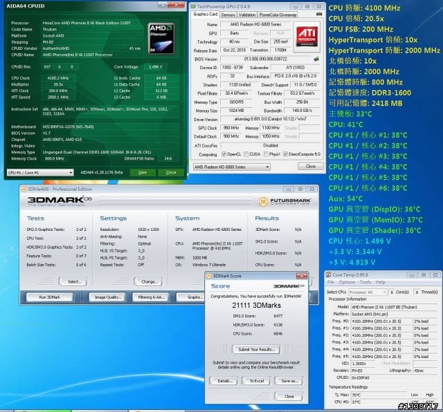 [挑戰950/1100MHz]用六頭龍1100T逼出6870的極限效能