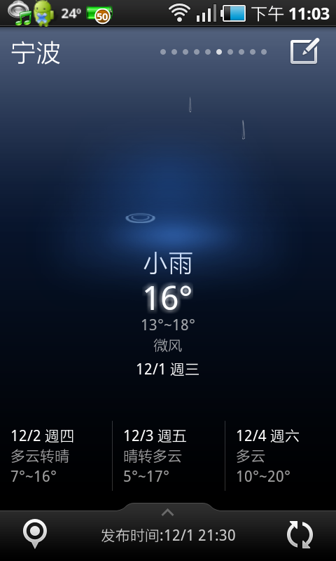 (分享) 還不錯用的ANDROID Weather App (含桌面Widget) (新增白天天氣圖示)