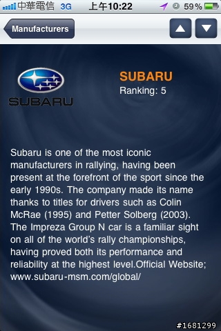 [推薦]喜歡看拉力賽支持Subaru的朋友要來裝這個iPhone APP