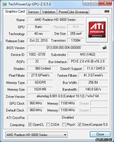[單6Pin之最]MSI 6850 cyclone 1G DDR5實測