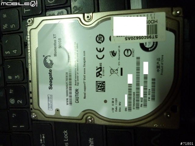 SONY SZ57換上Seagate Momentus XT 500GB