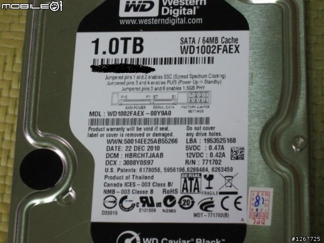 [測試附提問] WD 1002FAEX , 軔體版本規格大不同?