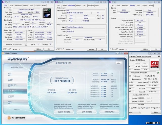 [超頻] 微星HD6850大螳螂超頻版、技嘉HD6850雙交火超頻