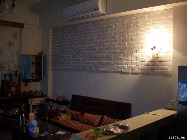 客廳文化石牆及壁板diy