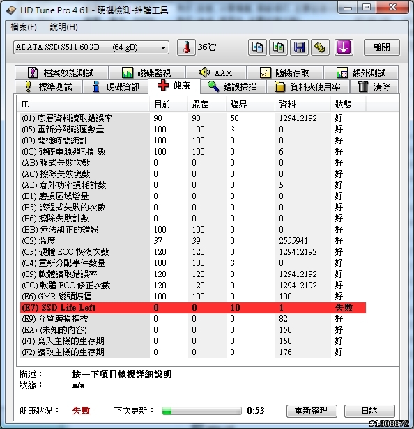 威剛S511 60G 測試