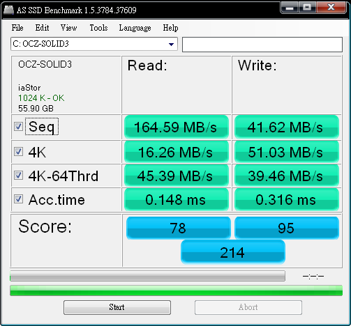 老主機板上的sata2 sata3 及 Corsair F60 OCZ Solid 3 60g簡測