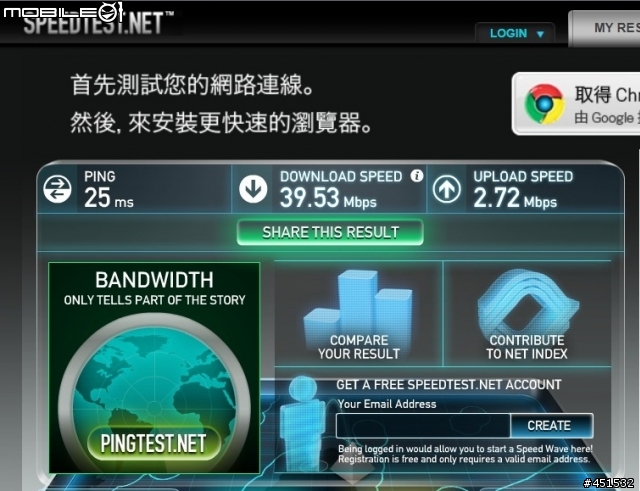 Hinet 50M + Mod 測試參考