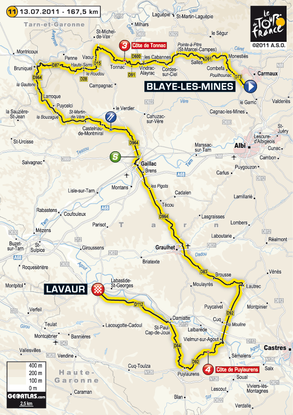 2011環法大賽 第十一站Blaye-les-Mines → Lavaur, 167.5km