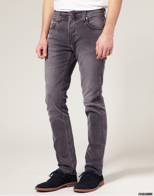 Nudie Thin Finn Super Grey Used Skinny Jeans