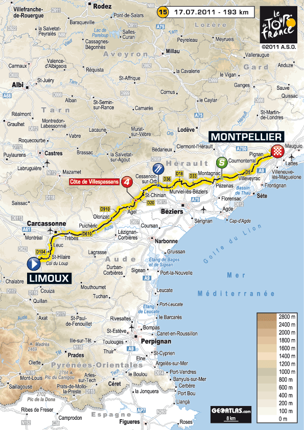 2011環法大賽第十五站 Limoux → Montpellier, 193公里
