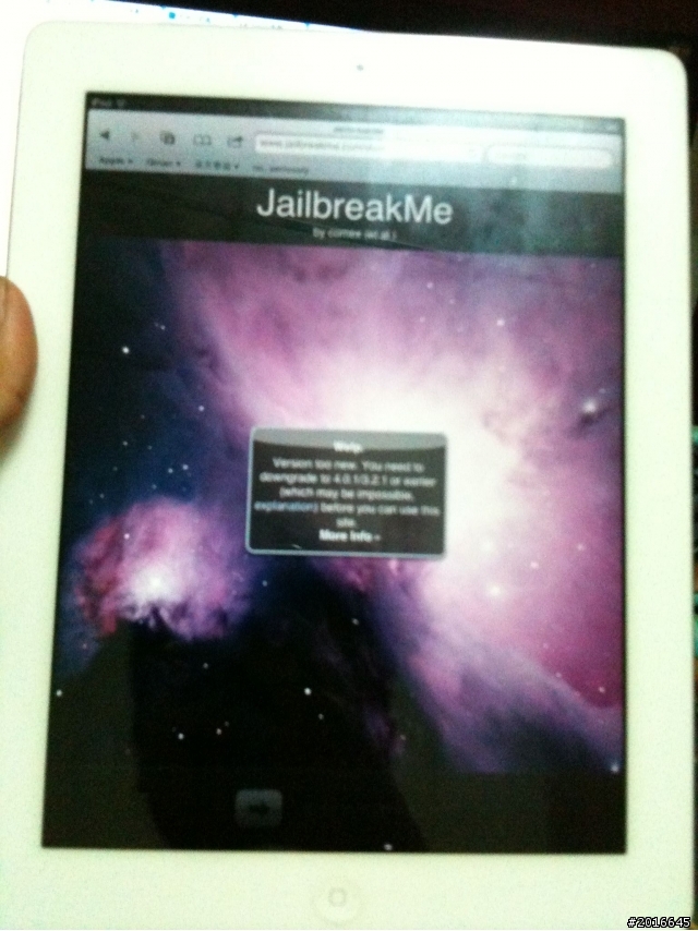 JailbreakMe更新了~進來看一下~我是4.3.3不讓我滑阿~上面寫什麼?