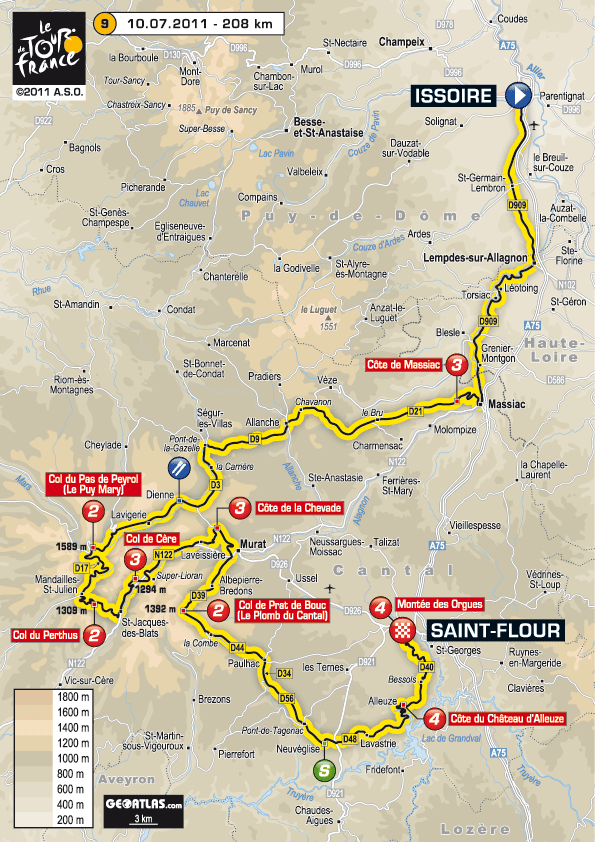 2011環法大賽 第九站 Issoire - Saint-Flour, 208公里