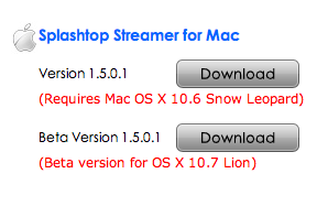 Splashtop Streamer 更新 for LION