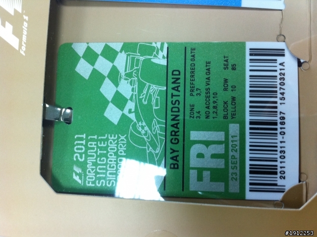 2011新加坡的F1票到手了！