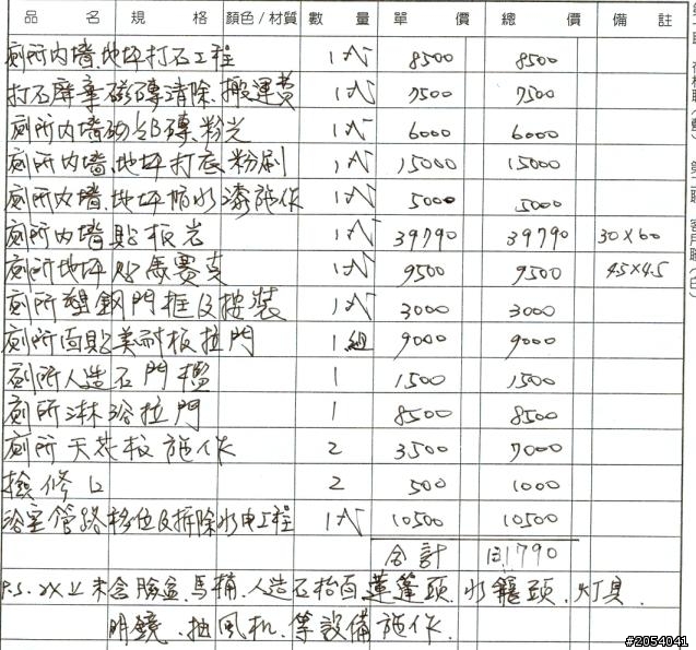 裝潢報價單請益