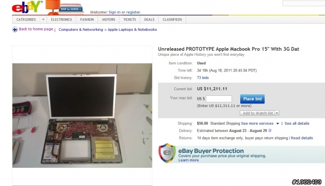 [外電消息] 傳MacBook Pro 3G原型機現身eBay