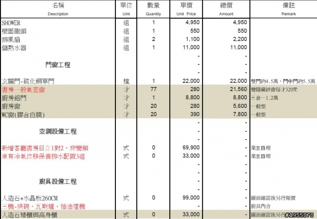 可以麻煩各位幫我看一下裝潢報價，謝謝。