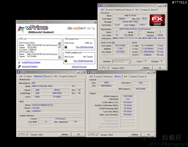 MSI 990X-GD55+AMD FX-6100來個極限之旅吧