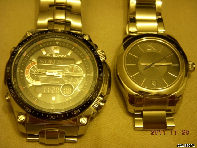 結婚周年紀念CASIO-EDIFICE-ECW-M300電波雙顯錶   以及  CK K0K23120 都會仕女鋼帶腕錶 開箱摟!!