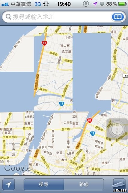 Iphone內建Google地圖錯亂