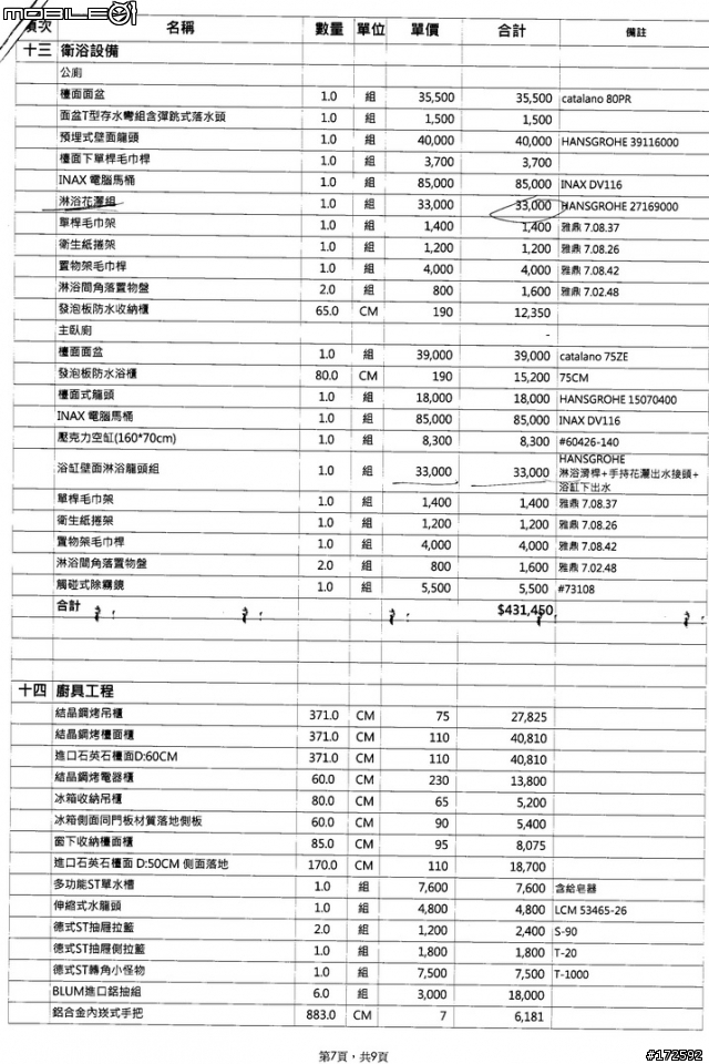 請問這份裝潢工程報價單是否合理行情？(文長圖多Sorry)