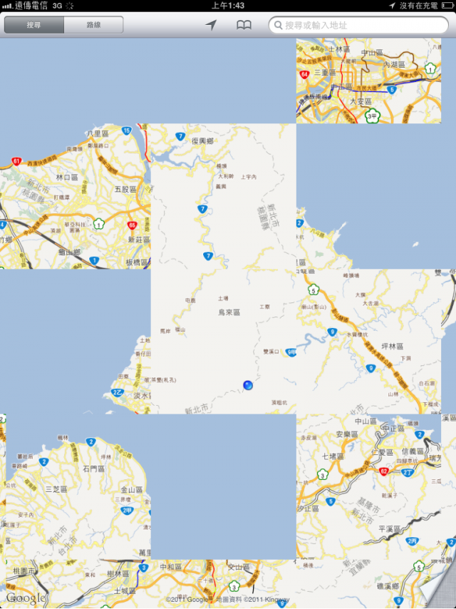 ipad2上的內建地圖會破圖