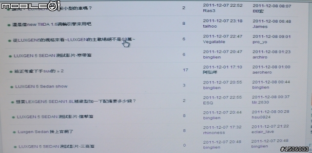 很誇張，目前Mobile01汽車版熱門討論區的前五名竟然有四名是有關Luxgen Sedan的文章。