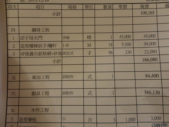 裝潢報價單出爐,請各位大大幫忙看看了!