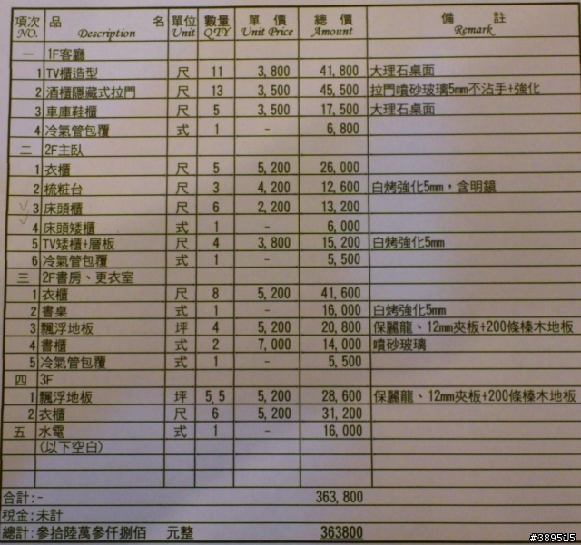 小窩裝潢估價單
