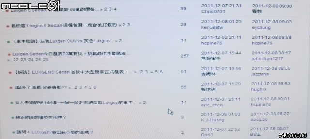 很誇張，目前Mobile01汽車版熱門討論區的前五名竟然有四名是有關Luxgen Sedan的文章。
