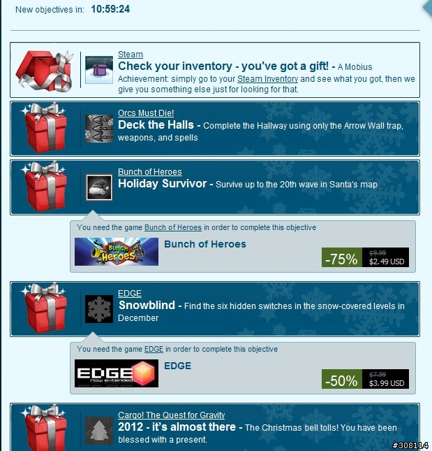 Steam 的耶誕小遊戲開跑囉