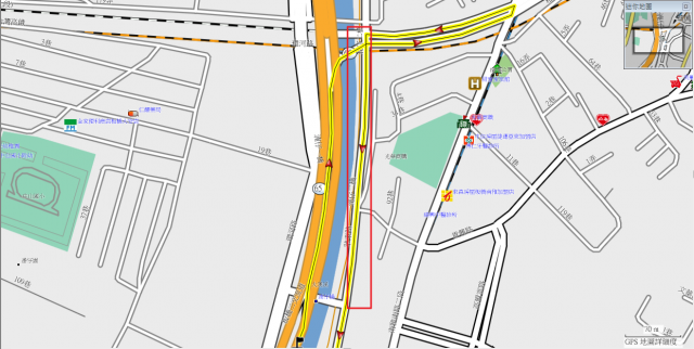 小心65快速道路下縣民大道後可能會逆向行走環河路