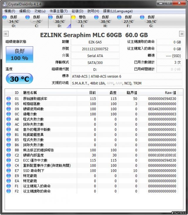 EZLINK Seraphim MLC 60GB 開箱 、 Violet SLC 64GB 使用情形