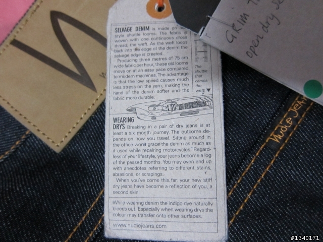[特別記念版] Nudie Grim Tim Open Dry Selvedge 白赤耳
