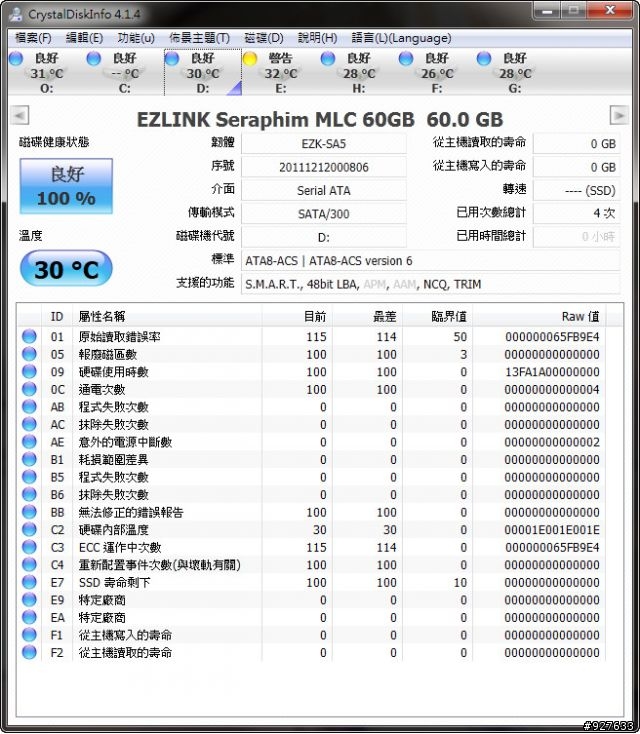 EZLINK Seraphim MLC 60GB 開箱 、 Violet SLC 64GB 使用情形