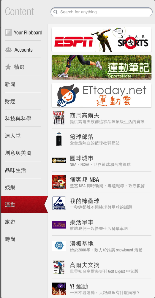 Flipboard 內容全面中文化