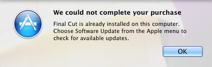 請問我的Final Cut Pro X為何無法更新成10.0.3啊？