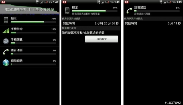 【測試】Sensation 電池  原廠1520mAh VS 通海2050mAh