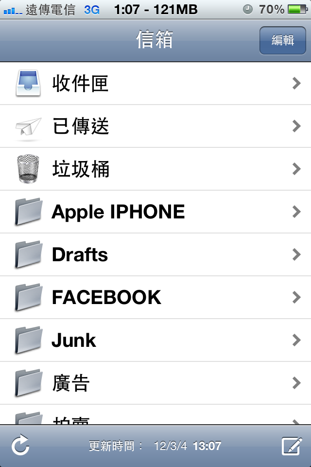 為什麼IPAD MAIL不能像IPHONE MAIL那樣分類