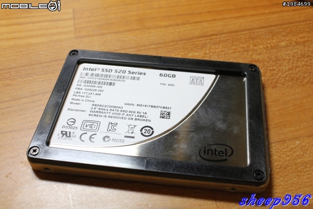 Intel 520 SSD 60G  飆速登場!!