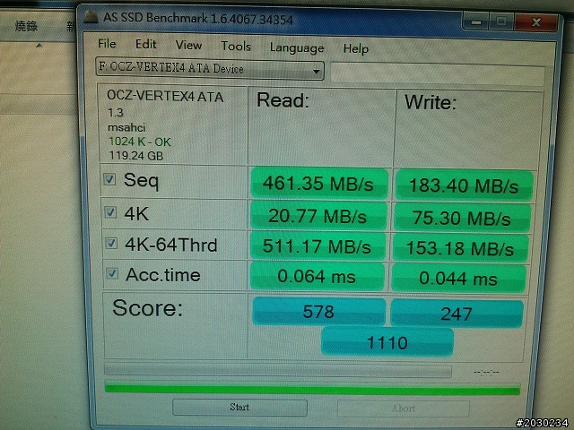♥OCZ Vertex4 128G單碟最高1110分♥