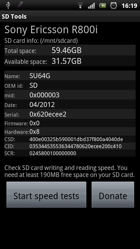 SanDisk 64GB Mobile Ultra microSDXC Class 10 for XPERIA PLAY