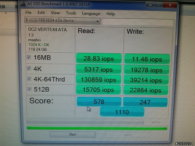 ♥OCZ Vertex4 128G單碟最高1110分♥