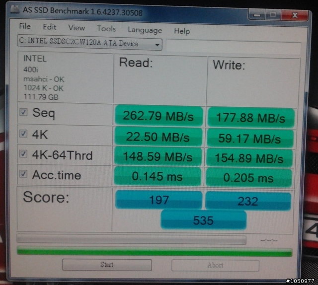 Intel 520系列 120GB 這分數是否正常?