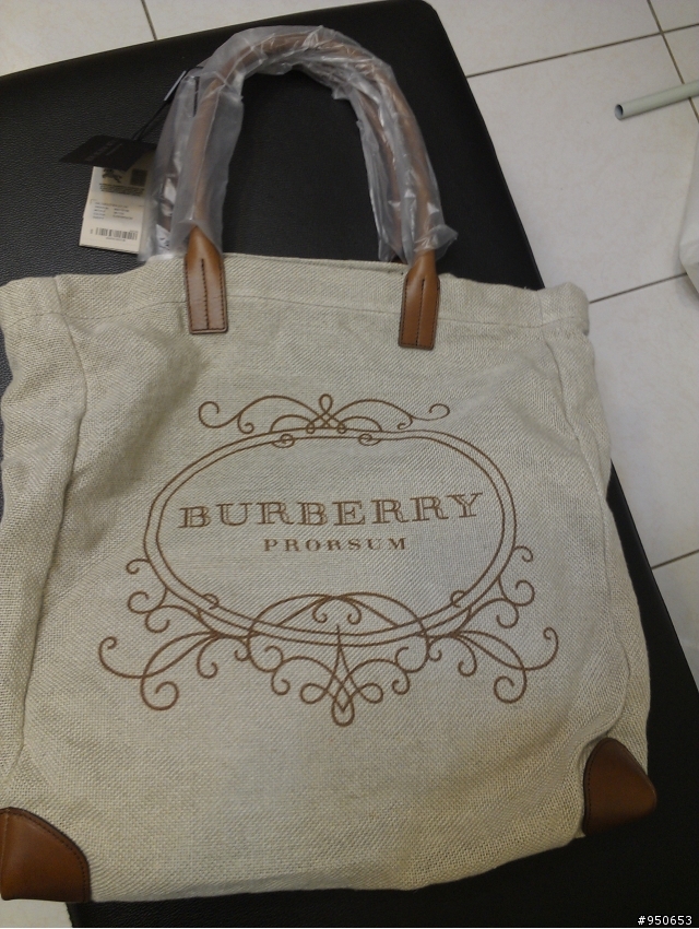 BURBERRY  PRORSUM亞麻海灘風托特包